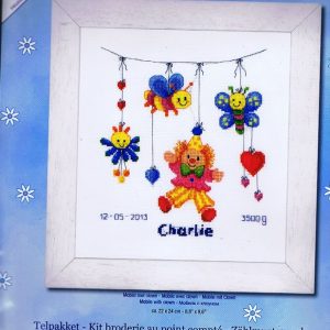 VERVACO BORDUURPAKKET GEBOORTE, MOBIEL met CLOWN, CHARLIE