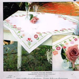 VERVACO BORDUURPAKKET DEKSERVET, ROZE BLOEMEN