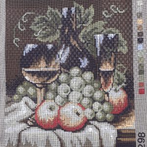 VOORBEDRUKT BORDUURSTRAMIEN ,STILLEVEN met WIJN en FRUIT  298