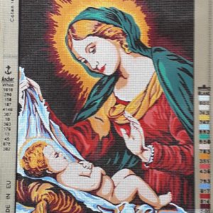 VOORBEDRUKT BORDUURSTRAMIEN , MARIA met KINDJE JEZUS 584