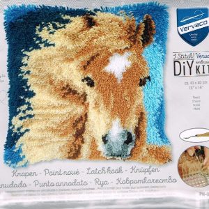 VERVACO KNOOPPAKKET (SMYRNA) KUSSEN, PAARD /BLAUW