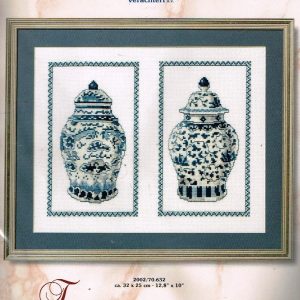 VERVACO BORDUURPAKKET, 2 VAZEN BLAUW /WIT