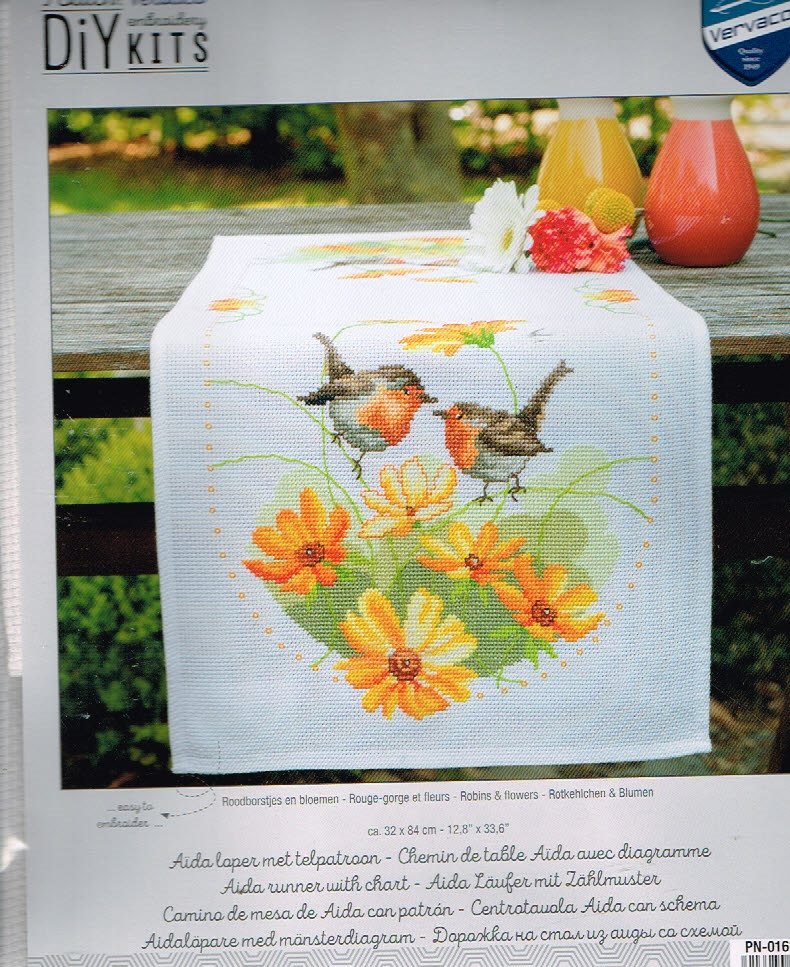 VERVACO BORDUURPAKKET LOPER, ROODBORSTJES en BLOEMEN