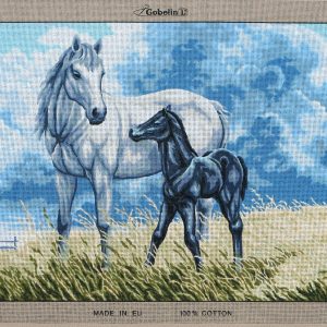 VOORBEDRUKT GROOT BORDUURSTRAMIEN , PAARD met VEULEN 553