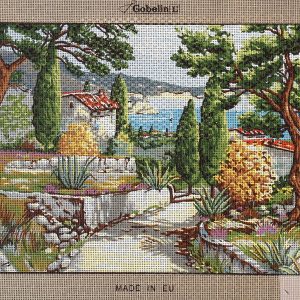 VOORBEDRUKT BORDUURSTRAMIEN , LANDSCHAP 824