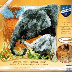 AANBIEDING VERVACO KNOOPPAKKET (SMYRNA) KUSSEN, OLIFANT met JONG