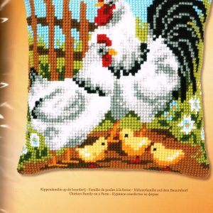 VERVACO BORDUURPAKKET KUSSEN, KIPPENFAMILIE OP BOERDERIJ