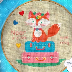 AANBIEDING VERVACO BORDUURPAKKET GEBOORTE, VOSJE OP REIS , NOOR