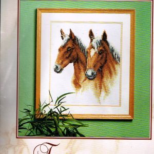 VERVACO BORDUURPAKKET, 2 BRUINE PAARDEN 402