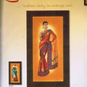 LANARTE BORDUURPAKKET, INDIAN LADY IN ORANGE SARI