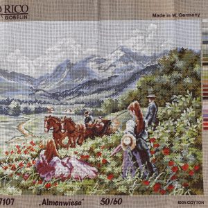 OPRUIMING RICO VOORBEDRUKT GROOT BORDUURSTRAMIEN, BERGLANDSCHAP met PAARDEN 57107