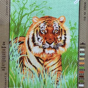VOORBEDRUKT BORDUURSTRAMIEN ,TIJGER IN GRAS 305