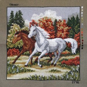 VOORBEDRUKT BORDUURSTRAMIEN ,2 PAARDEN 2716