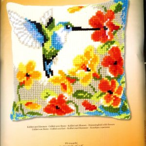 VERVACO BORDUURPAKKET KUSSEN, KOLIBRI met BLOEMEN 080