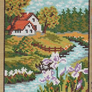 VOORBEDRUKT BORDUURSTRAMIEN, LANDSCHAP 522 op=op