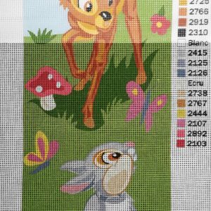 DISNEY VOORBEDRUKT BORDUURSTRAMIEN, BAMBI en THUMPER laatste