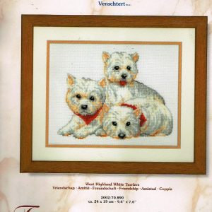 VERVACO BORDUURPAKKET, 3 WITTE TERRIERS op=op
