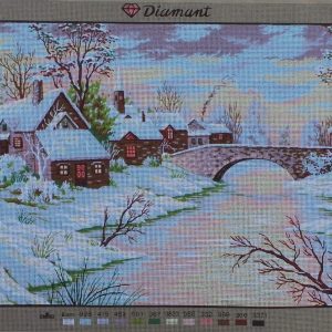 AANBIEDING VOORBEDRUKT ZEER GROOT BORDUURSTRAMIEN, WINTERLANDSCHAP 1275