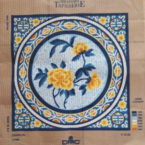 OPRUIMING DMC VOORBEDRUKT GROOT BORDUURSTRAMIEN, GELE BLOEMEN