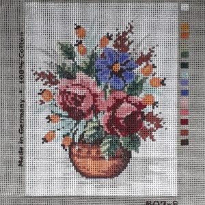VOORBEDRUKT  BORDUURSTRAMIEN, VAASJE met BLOEMEN  602