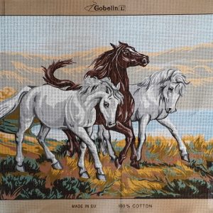 VOORBEDRUKT GROOT BORDUURSTRAMIEN, 3 PAARDEN 555