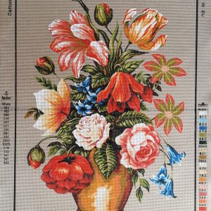VOORBEDRUKT GROOT BORDUURSTRAMIEN, VAAS met FLEURIGE BLOEMEN 919