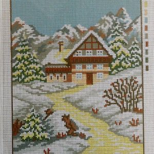 VOORBEDRUKT BORDUURSTRAMIEN, WINTERLANDSCHAP 1924