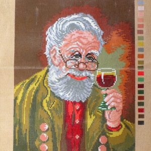 VOORBEDRUKT BORDUURSTRAMIEN , MAN met GLAS WIJN