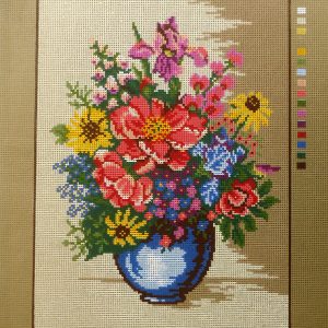 VOORBEDRUKT BORDUURSTRAMIEN ,VAAS met BLOEMEN 6011