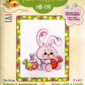 RIOLIS BORDUURPAKKET ,BUNNY WITH A CANDY HB- 119