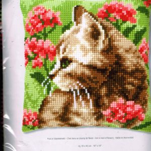 VERVACO BORDUURPAKKET KUSSEN, POES IN BLOEMENVELD 961