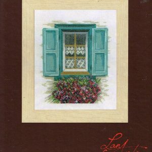 LANARTE BORDUURPAKKET, WINDOW WITH BLUE SHUTTERS 123