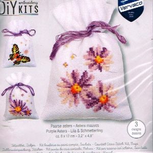 VERVACO BORDUURPAKKET , SET VAN 3 GEURZAKJES, PAARSE ASTERS 798