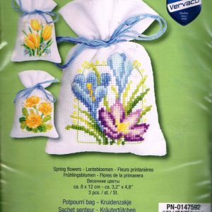 VERVACO BORDUURPAKKET , SET VAN 3 GEURZAKJES, LENTEBLOEMEN 592