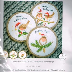 VERVACO BORDUURPAKKET, 3 PAKKETJES MET KERSTVOGELTJES