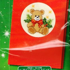 AANBIEDING VERVACO BORDUURPAKKET, KERSTKAART , BEERTJE met STRIK 12.108 op=op