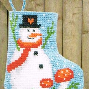 PERMIN BORDUURPAKKET, KERSTSOKJE, SNEEUWPOP BIJ PADDESTOELEN 01-9215