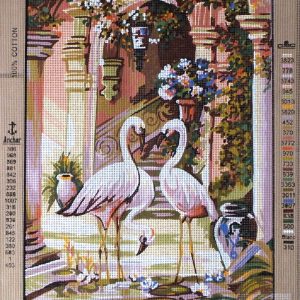 VOORBEDRUKT BORDUURSTRAMIEN , 2 FLAMINGO's 810