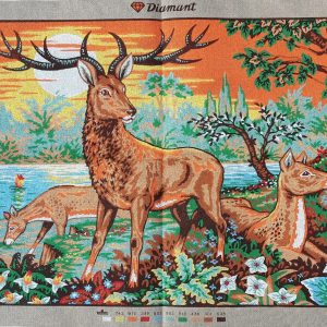 AANBIEDING VOORBEDRUKT HEEL GROOT BORDUURSTRAMIEN, LANDSCHAP met HERTEN 985