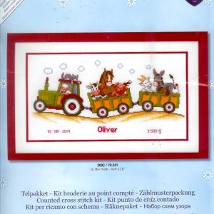 VERVACO BORDUURPAKKET GEBOORTE, TRACTOR met DIEREN