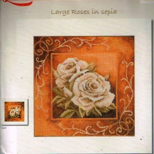 ZELDZAAM LANARTE BORDUURPAKKET, LARGE ROSES  IN SEPIA  35036