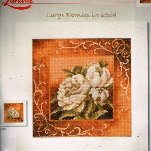 ZELDZAAM LANARTE BORDUURPAKKET, LARGE PEONIES  IN SEPIA  35037
