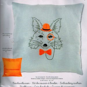 AANBIEDING VERVACO VOORBEDRUKT BORDUURPAKKET KUSSEN, VOS met ORANJE BRIL