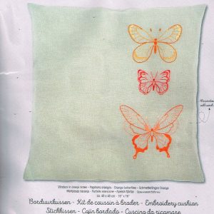 AANBIEDING VERVACO VOORBEDRUKT BORDUURPAKKET KUSSEN, VLINDERS met ORANJE TINTEN 318 -15%