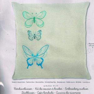 AANBIEDING VERVACO VOORBEDRUKT BORDUURPAKKET KUSSEN, VLINDERS met BLAUWE TINTEN 407 -15%