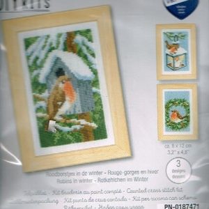 VERVACO BORDUURPAKKET, SET VAN 3 PAKKETJES , ROODBORSTJES IN DE WINTER 471