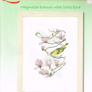 LANARTE BORDUURPAKKET, MAGNOLIA BRANCH WITH LITTLE BIRD 35015