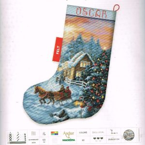 LETISTITCH BORDUURPAKKET, CHRISTMAS EVE STOCKING , OSCAR  L 8011