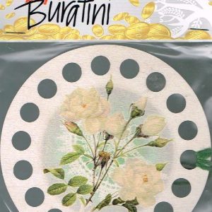 RTO ,BURATINI RONDE GARENHOUDER, OPDRUK WIT /GELE ROZEN 31002