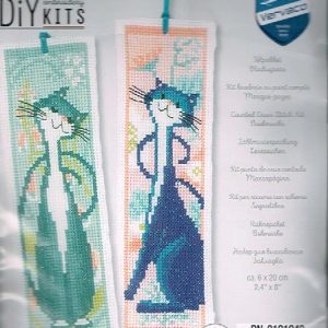 VERVACO BORDUURPAKKET,SET VAN 2 BOEKENLEGGERS , 2 POEZEN GROEN / BLAUW